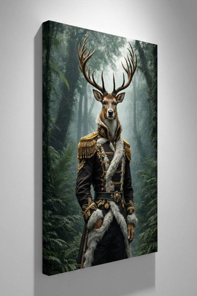 Portrait animalier chic : cerf anthropomorphe
