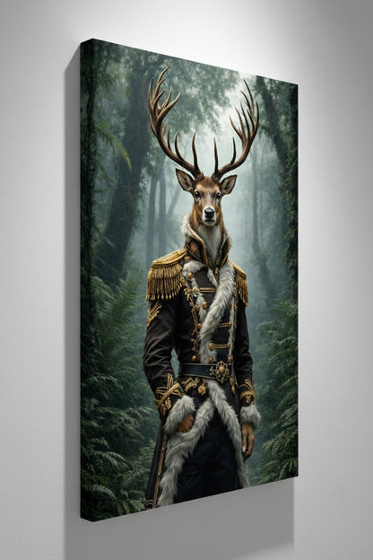 Portrait animalier chic : cerf anthropomorphe
