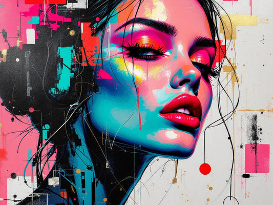 Portrait féminin pop art contemporain
