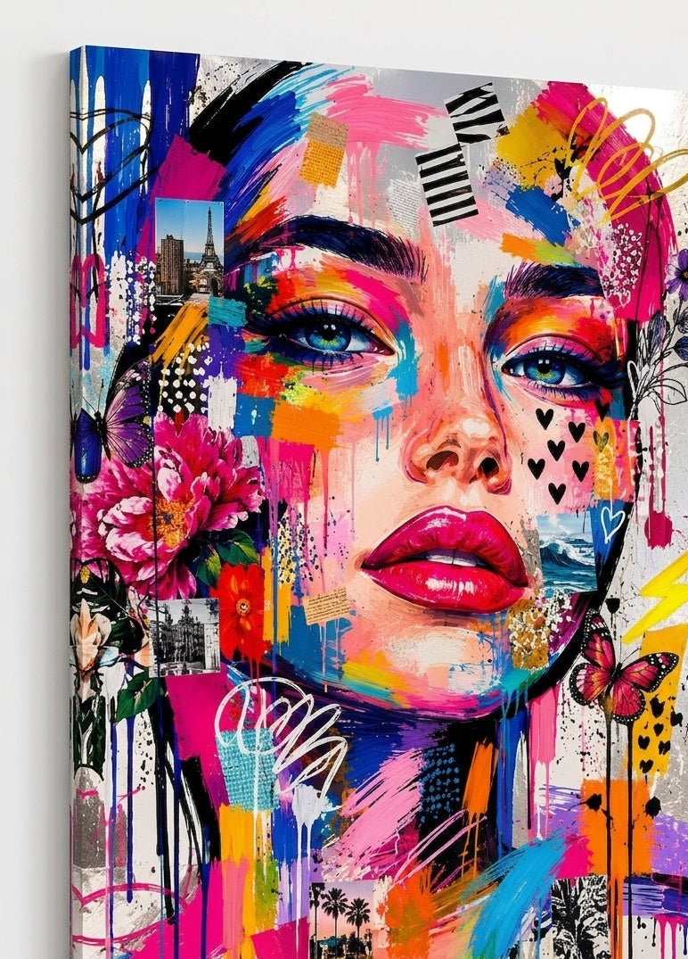 Vue de profil du portrait féminin révélant la richesse des couleurs et la qualité d'impression sur dibond
