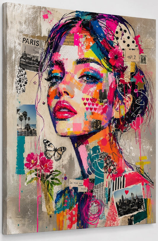 Vue de profil du tableau révélant la qualité d'impression et l'éclat des couleurs sur aluminium dibond
