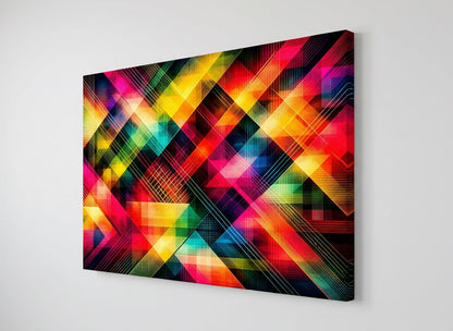 Œuvre murale graphique multicolore pour salon contemporain et intérieur design
