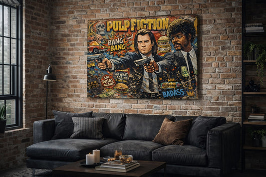 Tableau pop art cinéma en situation décorative
