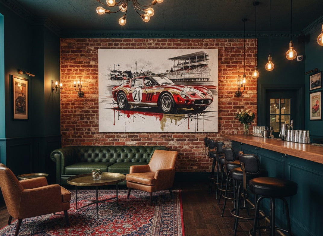 Oeuvre murale inspirée de l’automobile de légende
