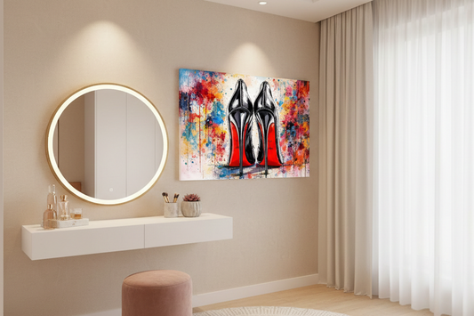 Tableau pop art Red Sole Icon en situation dans un intérieur moderne et élégant
