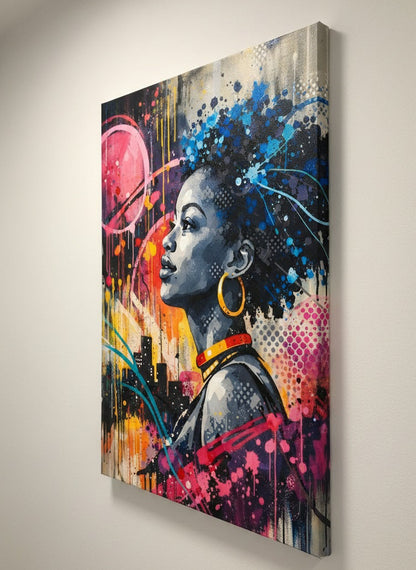 détail peinture projetée portrait contemporain urbain
