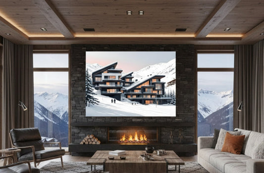 Tableau art mural résidence iconique alpine en décoration contemporaine