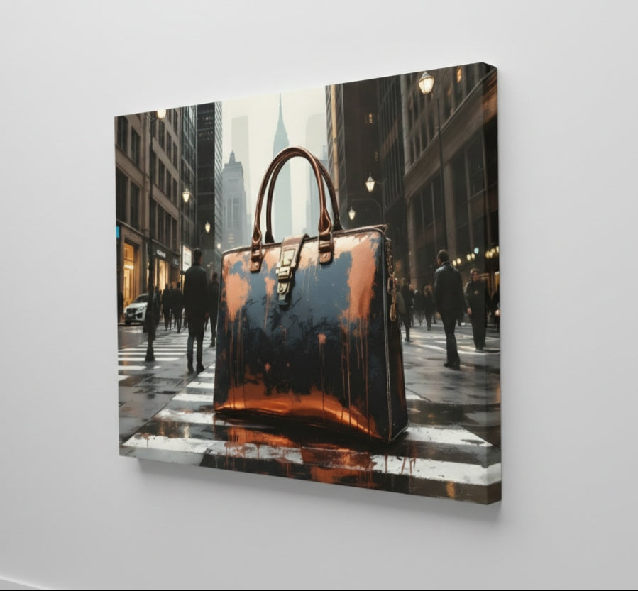 Tableau art moderne sac de luxe urbain
