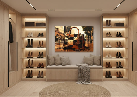 Tableau sac de luxe en situation dans un intérieur moderne
