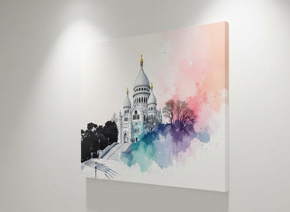 Vue de profil du tableau Sacré Cœur Paris sur toile, impression détaillée et couleurs subtiles
