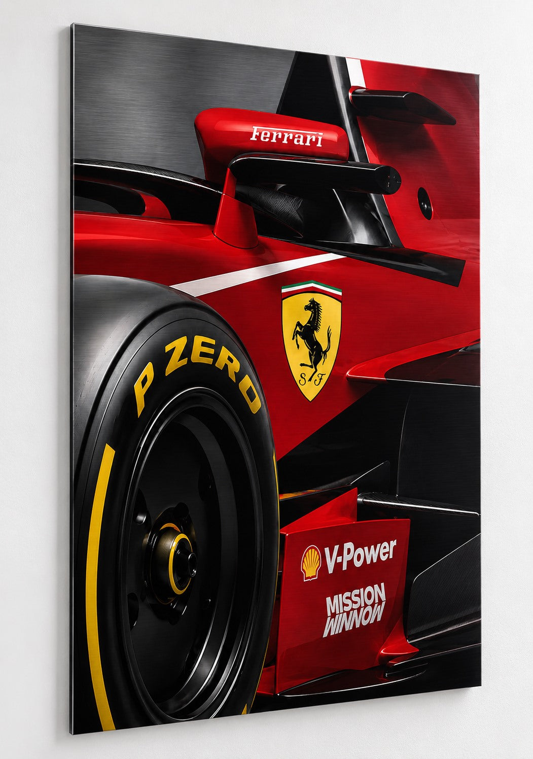 Impression sur aluminium brossé du tableau Scuderia inspiré de Ferrari
