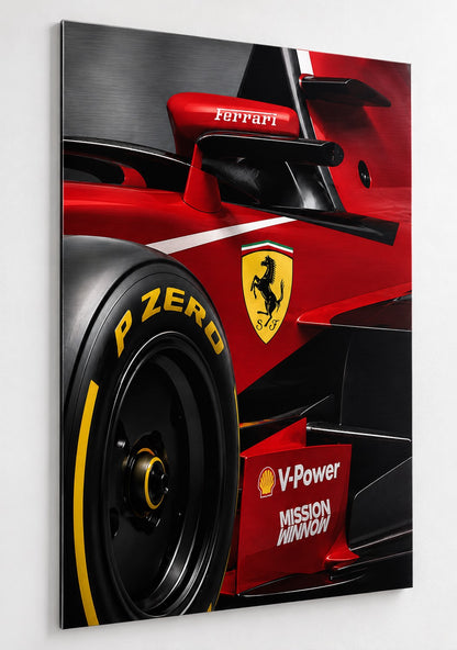 Impression sur aluminium brossé du tableau Scuderia inspiré de Ferrari
