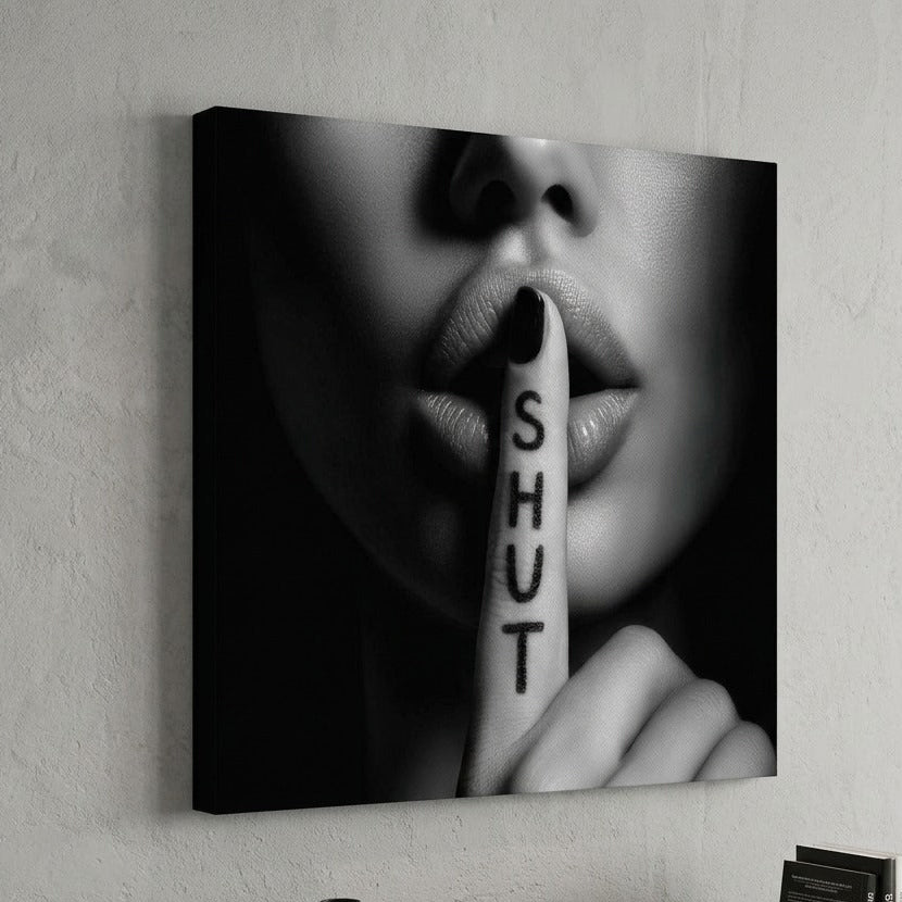 Portrait féminin en noir et blanc imprimé sur toile
