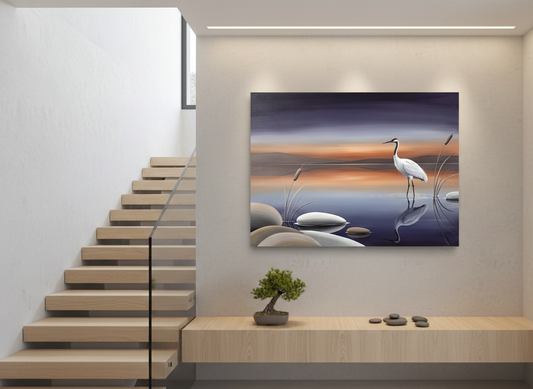 Œuvre murale calme en situation intérieure
