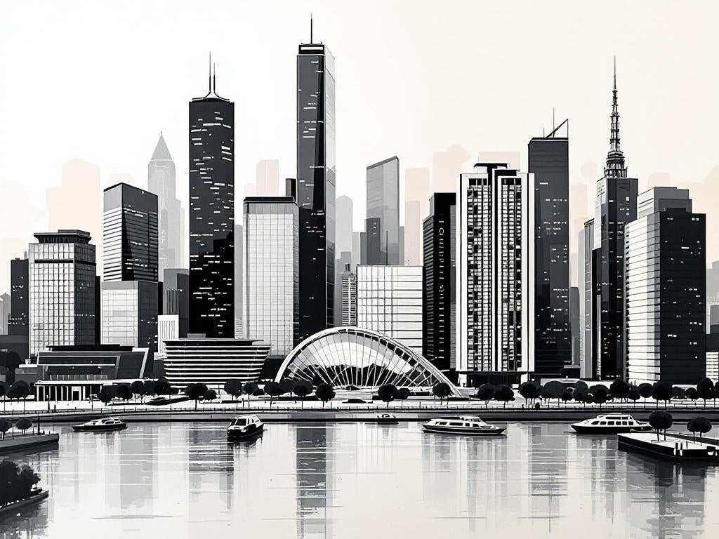 Tableau représentant une skyline iconique en art mural contemporain