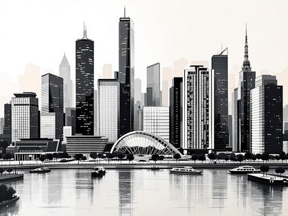 Tableau représentant une skyline iconique en art mural contemporain