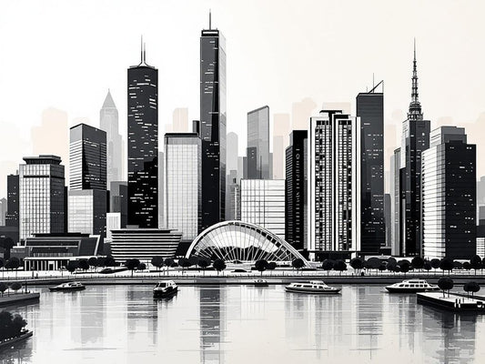 Tableau représentant une skyline iconique en art mural contemporain