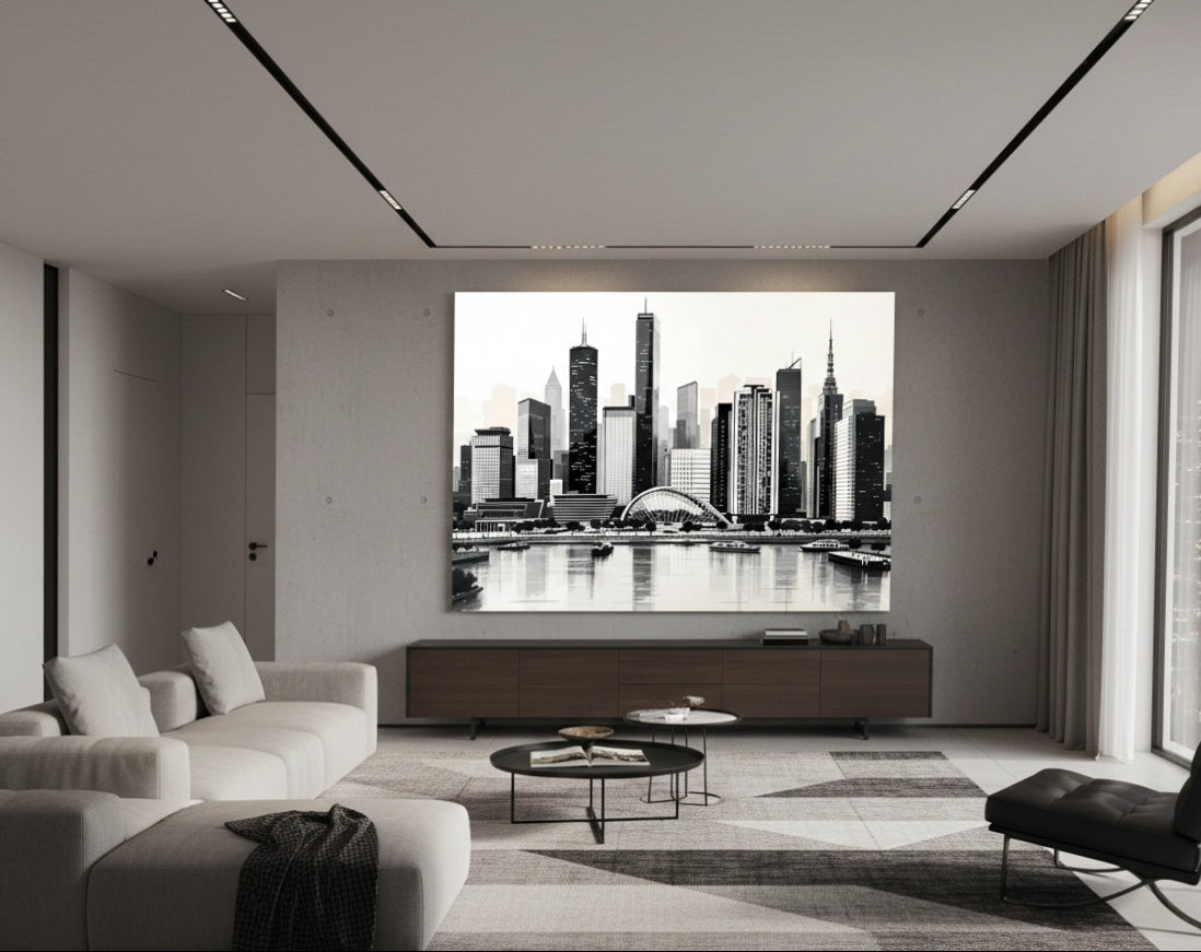 Tableau art mural skyline iconique en décoration contemporaine

