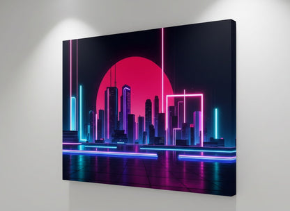 Tableau contemporain neon rose et bleu
