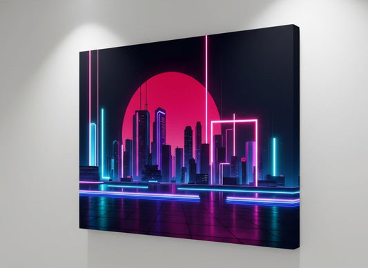 Tableau contemporain neon rose et bleu
