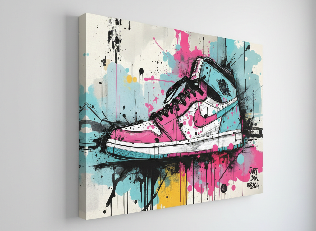 Détail artistique sneaker street art
