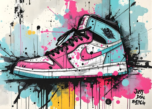 Tableau sneaker street art Air Jordan Just Don Beach
