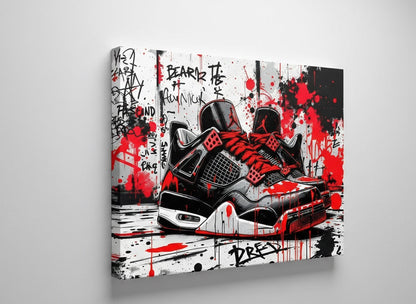 Tableau sneakers pop art, profil sur toile avec bords imprimés
