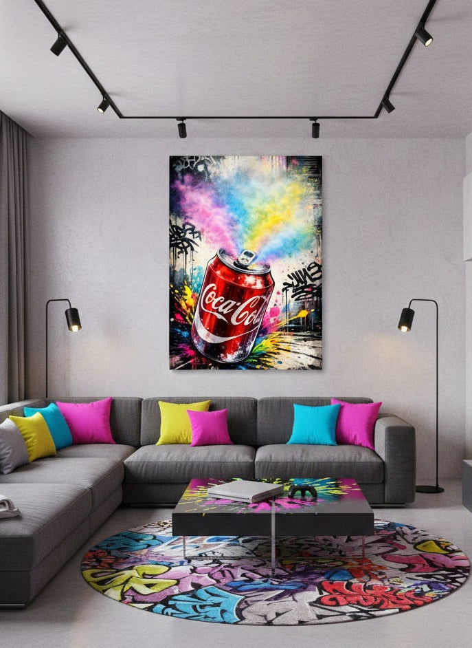 Canette soda rouge style pop art contemporain
