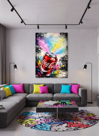 Canette soda rouge style pop art contemporain
