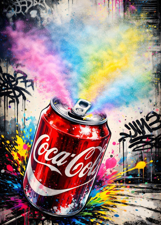 Tableau pop art soda explosion couleurs street art

