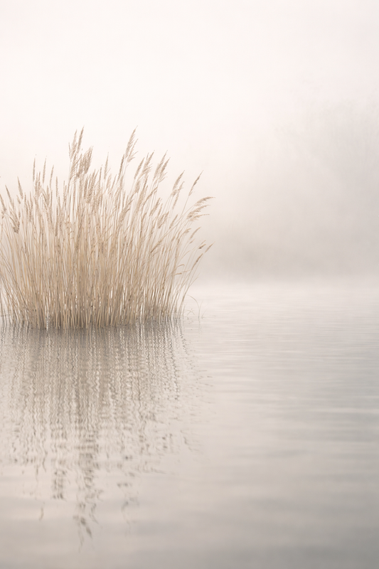 Œuvre murale calme roseaux naturels
