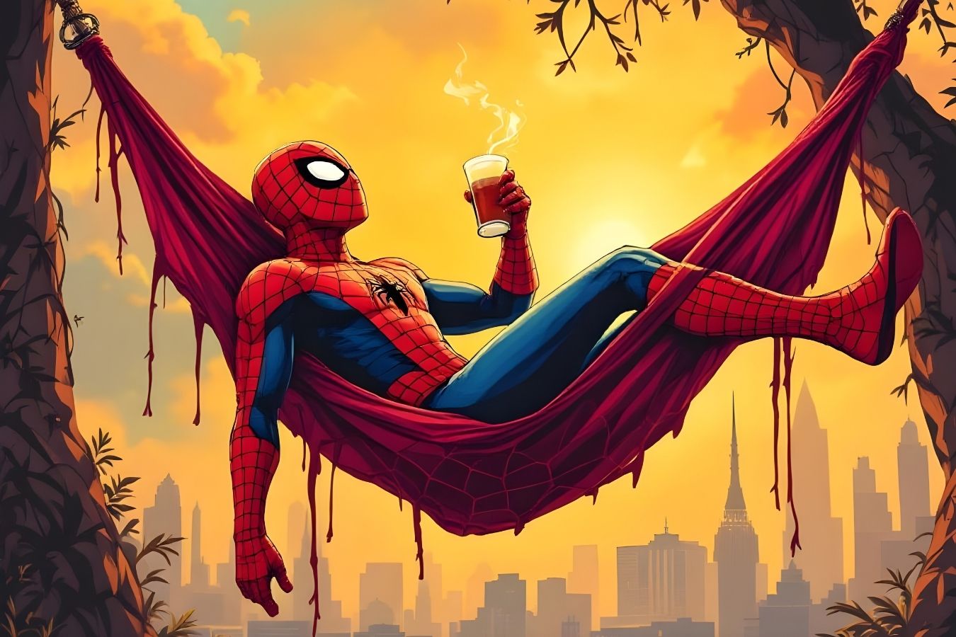 Spider-Man revisité sur une toile au style art urbain
