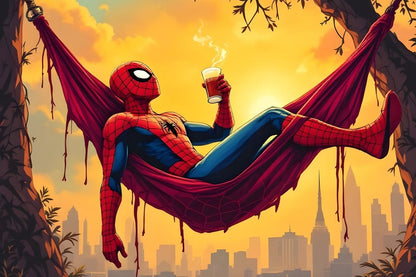 Spider-Man revisité sur une toile au style art urbain
