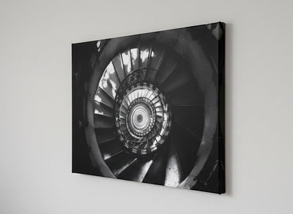 Tableau photographique noir et blanc architecture spirale
