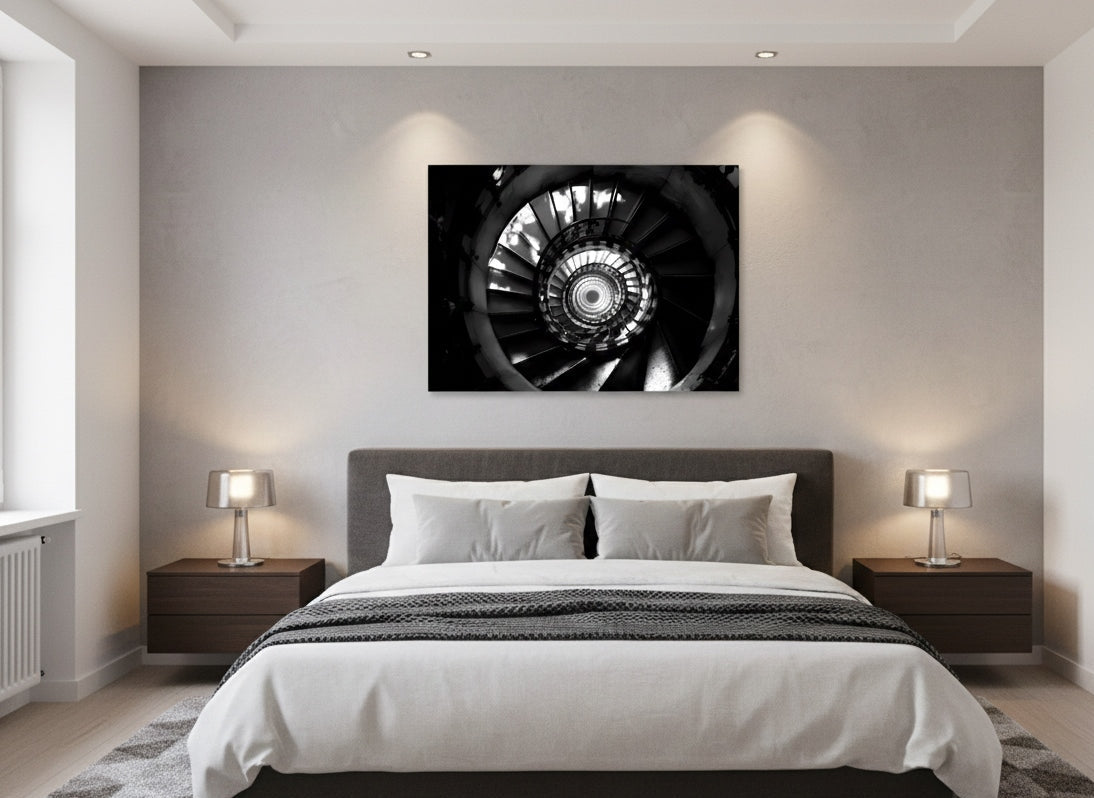 Tableau mural noir et blanc design architectural
