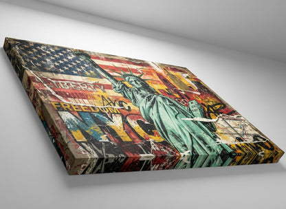 Vue de profil sur toile châssis avec textures vintage et impression haute qualité.
