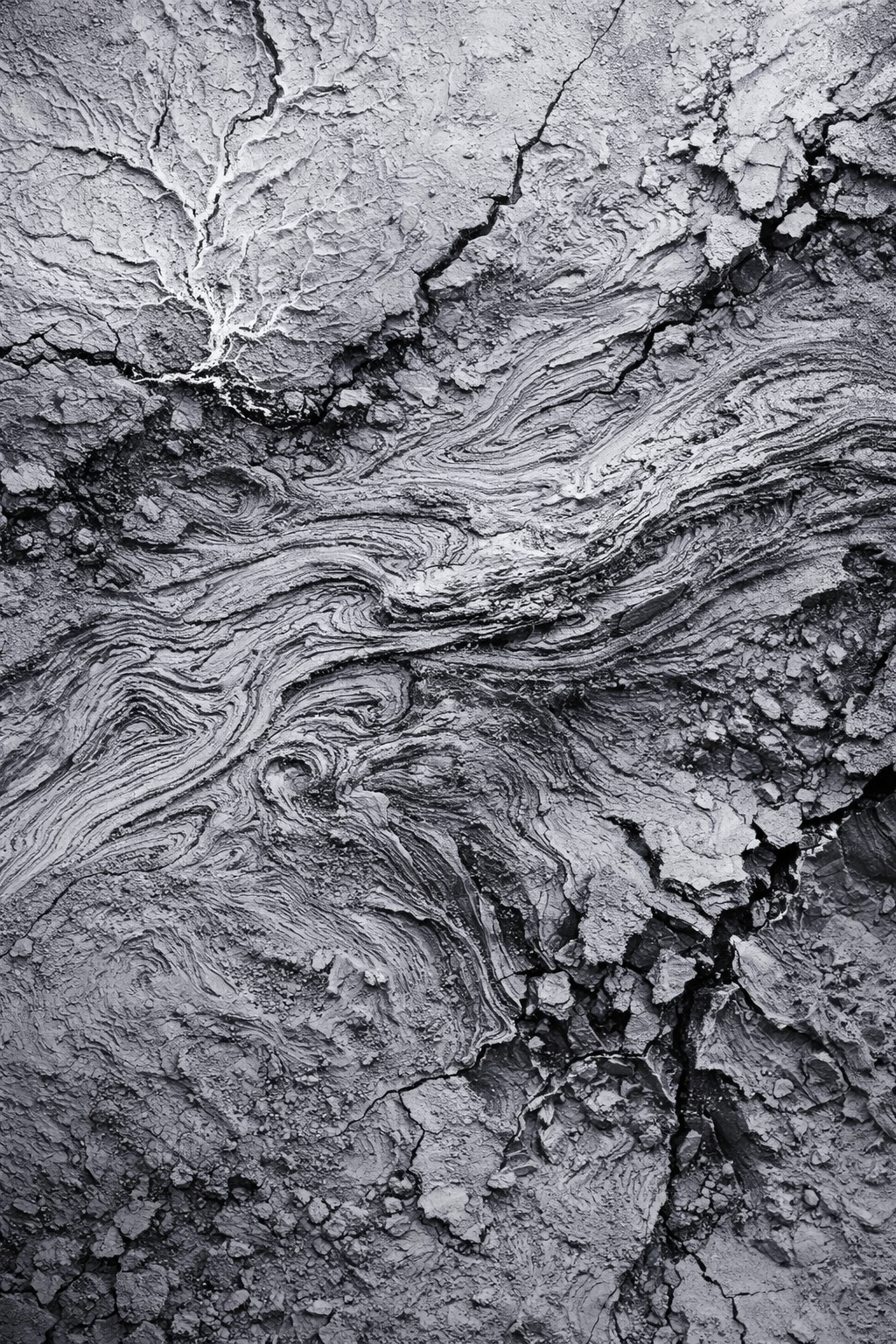 Tableau moderne abstrait texture roche fissurée nuances gris anthracite design contemporain

