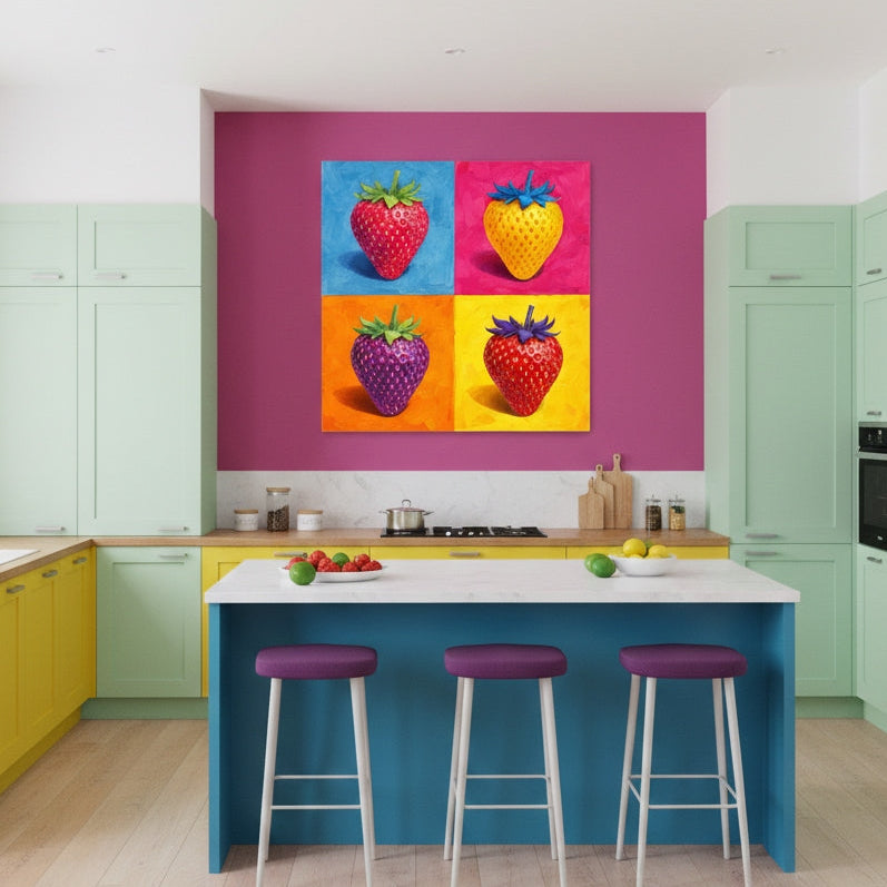 tableau moderne pop art cuisine design intérieur lumineux contemporain
