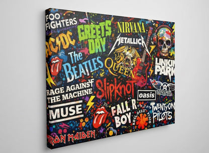 Vue profil tableau pop art rock sur toile châssis bois impression haute définition
