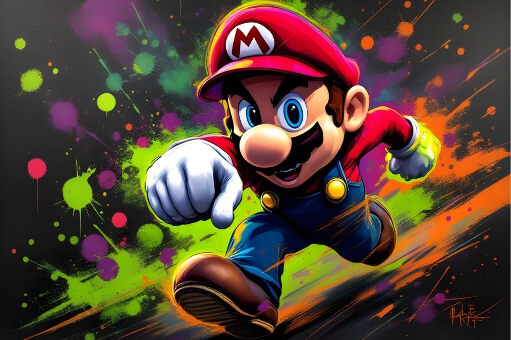 Tableau Mario graffiti pop culture décoration murale
