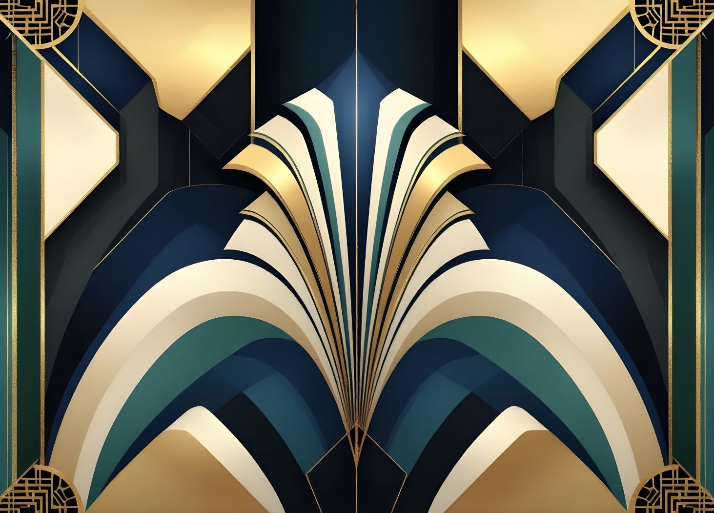 Tableau abstrait art déco moderne vue de face
