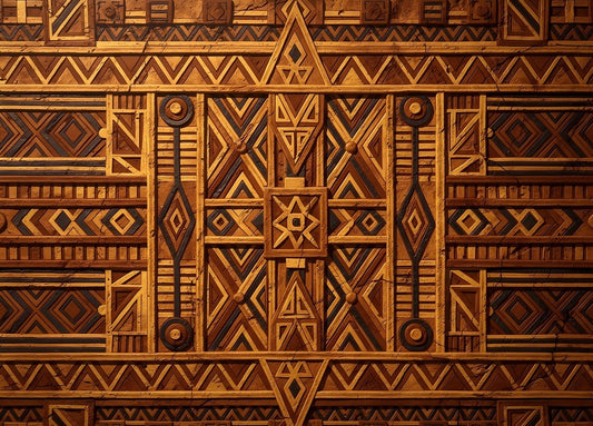 Tableau abstrait afro bohème aux motifs tribaux
