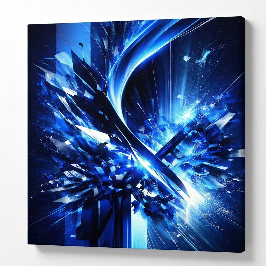 Vue toile tableau abstrait bleu impression artistique contemporaine
