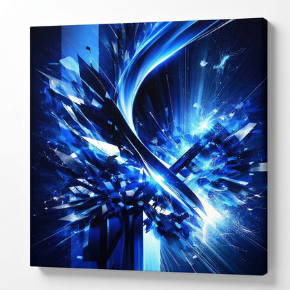 Vue toile tableau abstrait bleu impression artistique contemporaine
