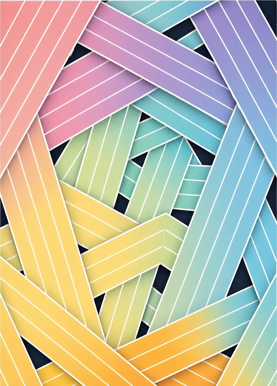 Tableau abstrait design coloré avec formes géométriques pastel et style contemporain moderne

