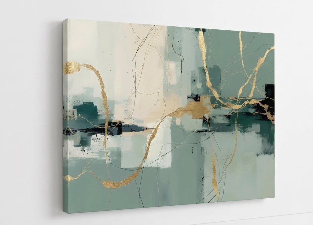 Tableau design moderne détails lignes fines dorées effet matière minérale élégant contemporain
