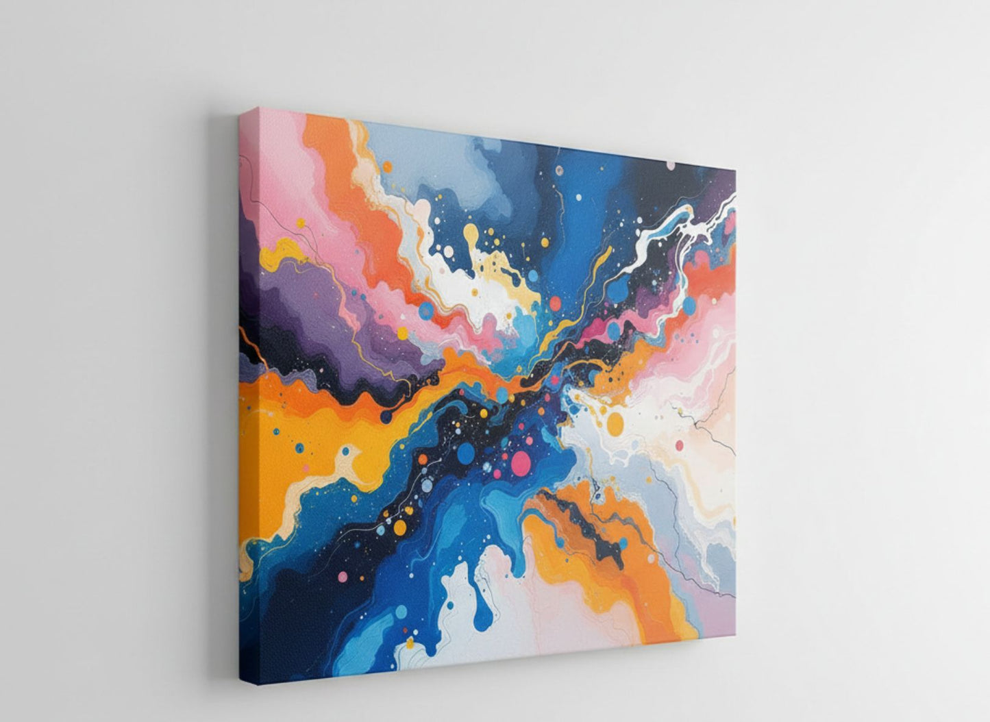 Détail des flux colorés et de la peinture abstraite expressive
