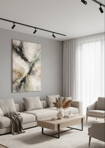 Tableau abstrait contemporain en décoration murale moderne
