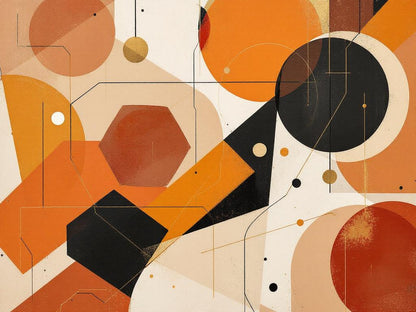 Tableau abstrait géométrique ocre
