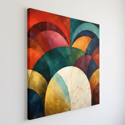 Tableau abstrait géométrique sur toile vue de profil
